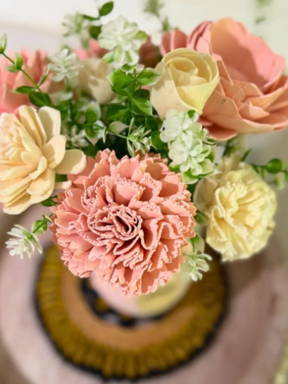 Pink Sola Wood Floral Arrangement in Mason Jar Baby Shower Nursery Decor Gift
